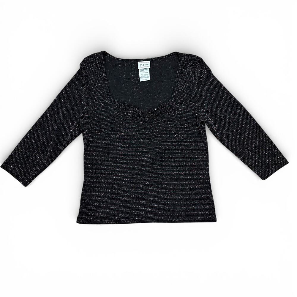 Vintage Cyber Generation Jr-s.com Black Rainbow Glitter Sweetheart Top Large